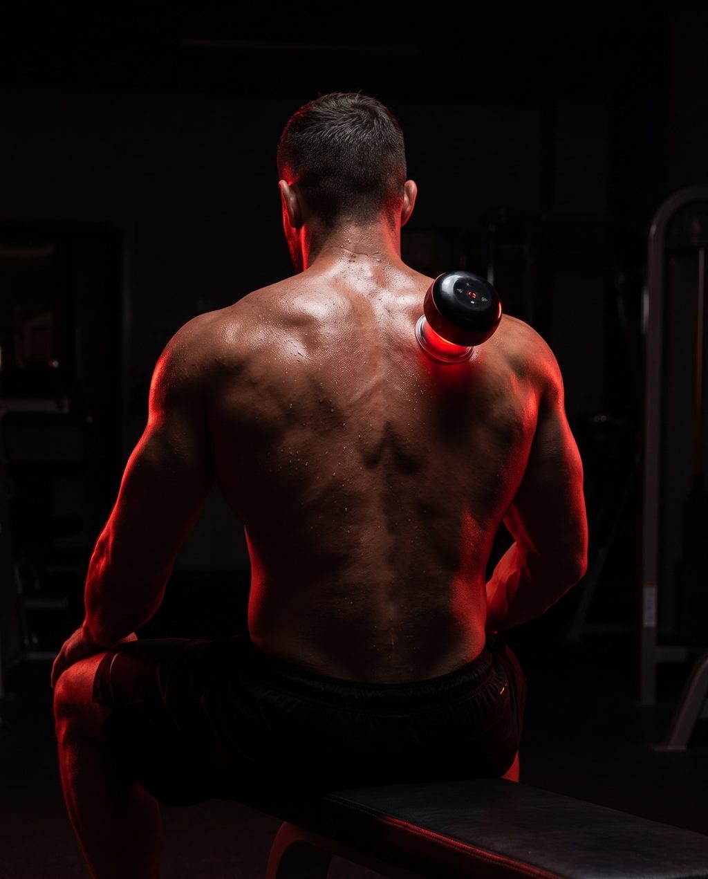 Ventouse Kuplo posée sur le dos d'un sportif après l'entraînement